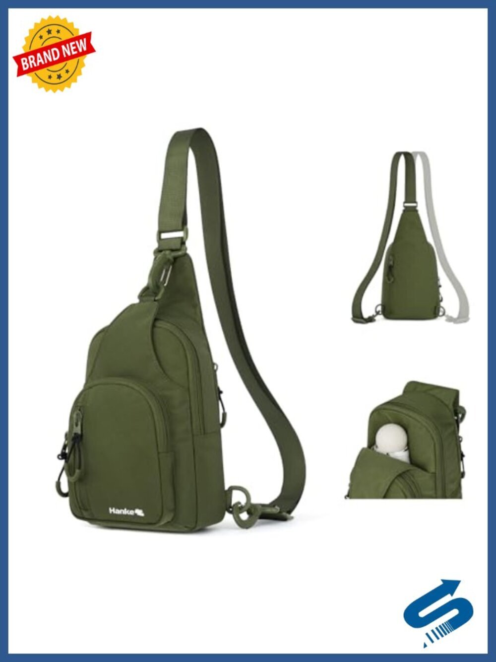 Large Crossbody Sling Bag with 5 Pockets, Water Resistant, Adjustable Strap